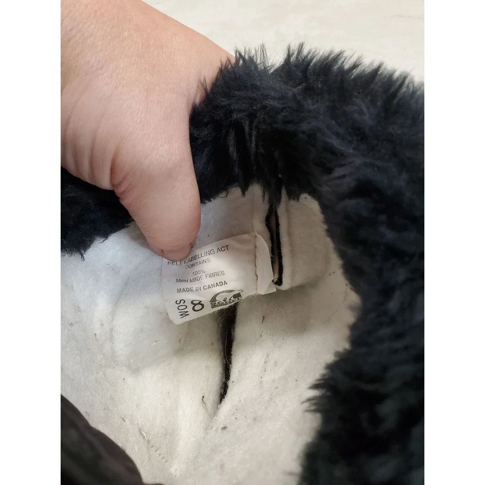 Sorel Black Puffer Fuzzy Snow Winter Boots Women 8 Casual Cozy Gorpcore Outdoor